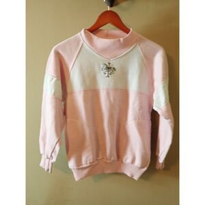 Pyramid Vintage 90s Kids Carousel Horse Sweatshirt Pink White Colorblock Small